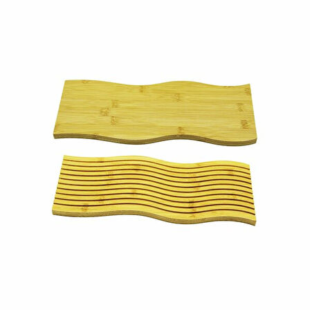 Dalgalı Çift Taraf Tasarımlı Ahşap Sunum Tepsisi 