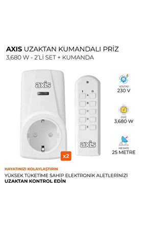 2'li Uzaktan Kumandalı Priz Set 3680 W