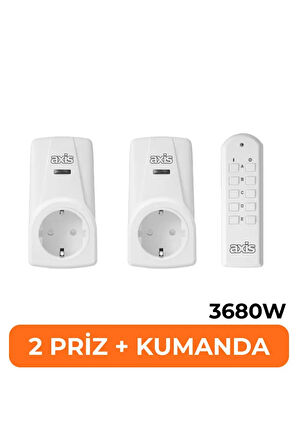 2'li Uzaktan Kumandalı Priz Set 3680 W