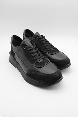 Hakiki Deri Termo Taban Bağcıklı Casual Ayakkabı 1033235114 Siyah