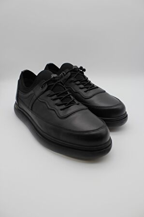 Hakiki Deri Termo Taban Bağcıklı Casual Ayakkabı 1033235119 Siyah