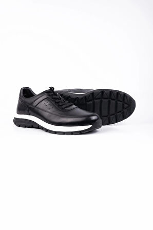 Siyah %100 Deri Analin Bağcıklı Casual Ayakkabı 1033245161