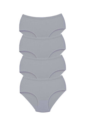 4 Adet Tutku Kadın Yüksek Bel Bato Kalın Lastik Külot Gri