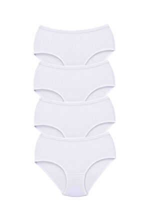 4 Adet Tutku Kadın Yüksek Bel Bato Kalın Lastik Külot Beyaz