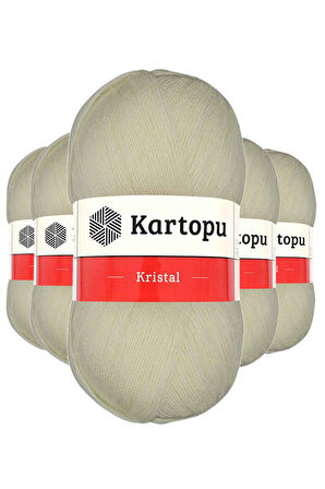 5 Adet Kristal Çift Katlı El Örgü Lif İpi Krem K025