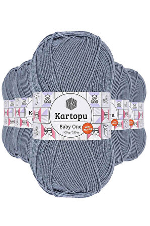 5 Adet Baby One Tüylenmeyen El Örgü İpi Yünü Jeans Mavi K571