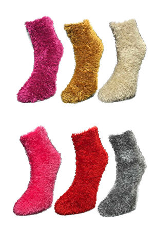 6 Adet Dikişsiz Tüylü Sıcak Tutan Ev Çorabı