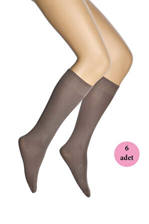 6 Adet Mikro 70 Dizaltı Kadın Çorap Vizon 86