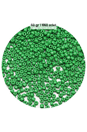 Opak Yeşil Renk 4 mm Yaklaşık 660 adet / 60 gram Cam Boncuk Oya Yazma Bileklik ve Kolye