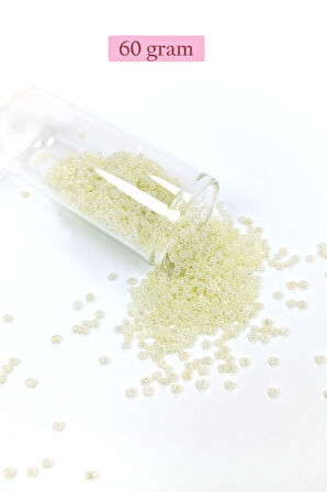 Dökme Cam Kum Boncuk (11/0) 2 mm - 60 Gram -  Krem - BNC047