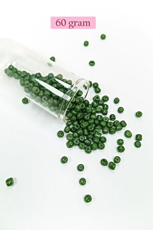 Dökme Cam Kum Boncuk Büyük Boy (6/0) 4 mm - 60 Gram - Koyu Yeşil - BNC112