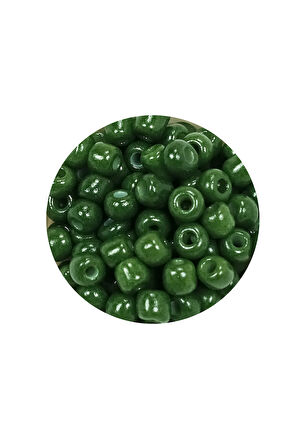 Dökme Cam Kum Boncuk Büyük Boy (6/0) 4 mm - 60 Gram - Koyu Yeşil - BNC112