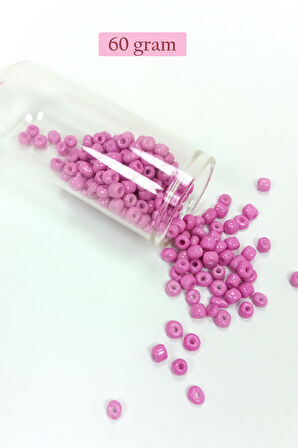 Dökme Cam Kum Boncuk Büyük Boy (6/0) 4 mm - 60 Gram - Koyu Pembe - BNC127