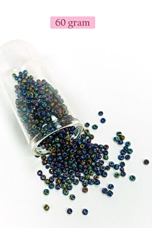 Dökme Cam Kum Boncuk (8/0) 3 mm - 60 Gram - Lacivert Yeşil - BNC210