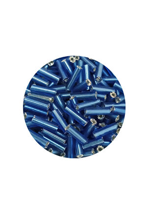 Uzun Boru Kesme Boncuk Çap 2mm Uzunluk 10 mm - 60 Gram - Mavi - BNC281