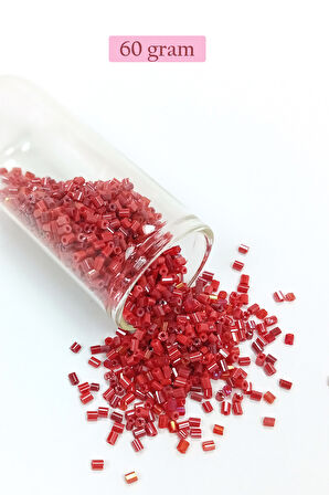 Kesme Cam Boncuk 2mm - 60 Gram - Koyu Kırmızı - BNC370