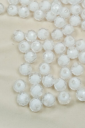 Dünya Boncuk İçten Boncuklu Bileklik Çanta Boncuğu 10 mm 50 gr Beyaz - BNC463