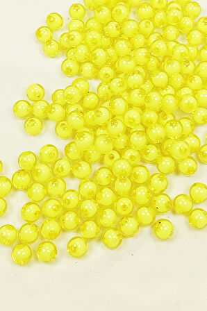 Yuvarlak Boncuk İçten Boncuklu Bileklik Çanta Boncuğu 8 mm 50 gr Sarı - BNC467