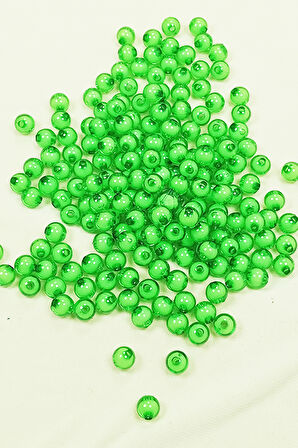 Yuvarlak Boncuk İçten Boncuklu Bileklik Çanta Boncuğu 8 mm 50 gr Yeşil - BNC471