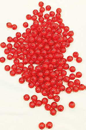 Yuvarlak Boncuk İçten Boncuklu Bileklik Çanta Boncuğu 8 mm 50 gr Kırmızı - BNC473