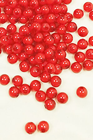 Yuvarlak Boncuk İçten Boncuklu Bileklik Çanta Boncuğu 8 mm 50 gr Kırmızı - BNC473