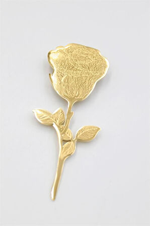 Çelik Gül Broş - Altın