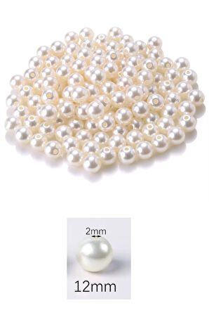 50 gram 12mm Krem Renk Plastik İnci Boncuk Çanta ve Takı Yapım Boncuğu (~40 adet)