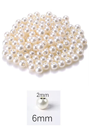 500 gram 6mm Krem Renk Plastik İnci Boncuk Çanta ve Takı Yapım Boncuğu (~3.750 adet)