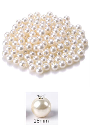 500 gram 18mm Krem Renk Plastik İnci Boncuk Çanta ve Takı Yapım Boncuğu (~110 adet)