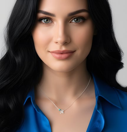 Boncuklu Minik Harf Kolye - Rose