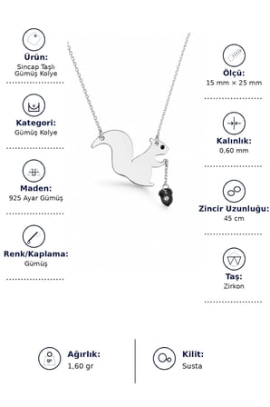 Sincap Taşlı Gümüş Kolye - Gümüş