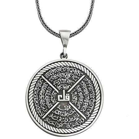 Gümüş İhlas Felak Nas Kafirun Zırh Kolye