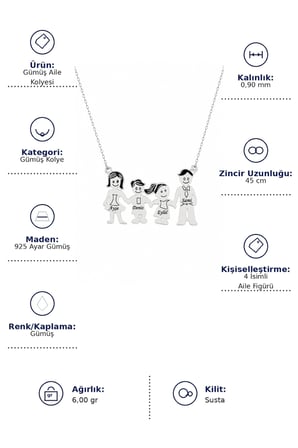 Gümüş Aile Kolyesi - Gümüş