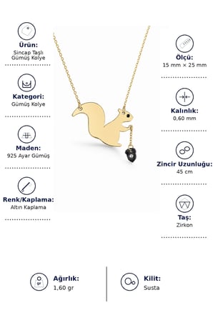 Sincap Taşlı Gümüş Kolye - Altın