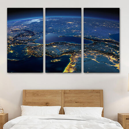 Harita Sepeti Dekoratif Uydu Görünümlü Kanvas Türkiye Haritası 1033