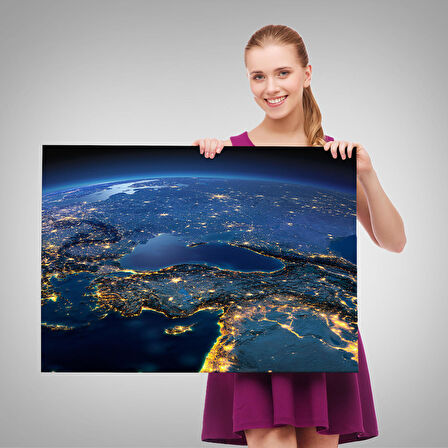 Harita Sepeti Dekoratif Uydu Görünümlü Kanvas Türkiye Haritası 1033