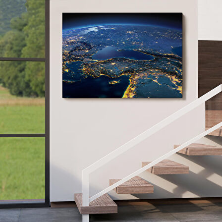 Harita Sepeti Dekoratif Uydu Görünümlü Kanvas Türkiye Haritası 1033