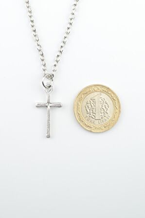 2'li Meryem Ana - Minimal Haç Erkek Kadın Kolye Seti 925 Ayar Gümüş Kaplama