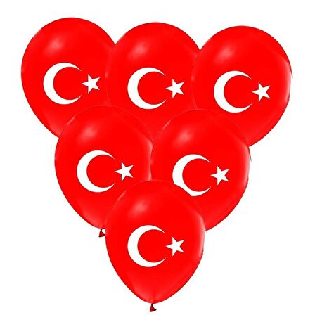 23 Nisan Süsleri 10 lu Büyük Türk Bayraği ve Ay Yıldız Baskılı Balon 10 lu 23 Nisan 29 Ekim Bayram S