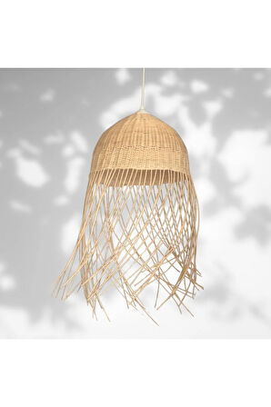 Kos Rattan Bambu Saçaklı Avize