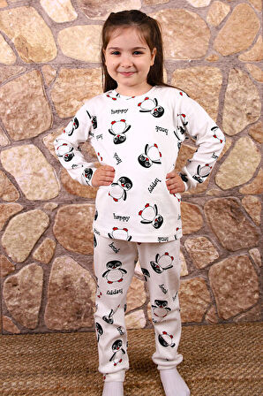 Kedi Desenli %100 Pamuk Kız Çocuk Pijama Takım