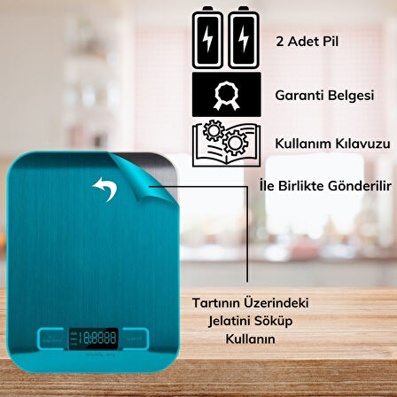 TF 1002 Hassas Ölçümlü Maksimum 5 Kg Kapasiteli Led Ekran Platin Dijital Mutfak Tartısı 