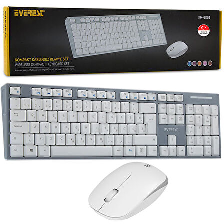 KM-6063 BEYAZ/GRİ KABLOSUZ Q MULTIMEDYA KLAVYE+MOUSE SET 