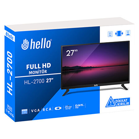 HL-2700 27 AUDIO IN-RCA-VGA-HDMI-USB 12 VOLT ADAPTÖRLÜ FULL HD LED MONİTÖR 