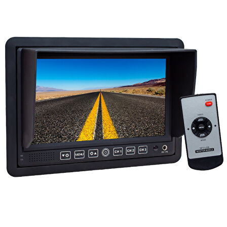 7 12V-24V 3 KANAL AV GİRİŞLİ MONİTÖR 