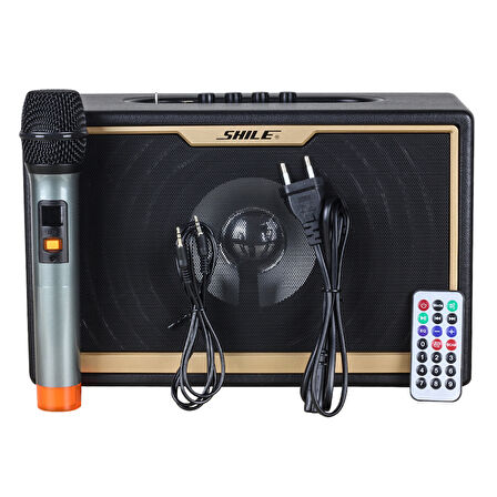SD-1 EL MİKROFONLU KUMANDALI USB+SD+BT SEYYAR PORTATİF ANFİ 