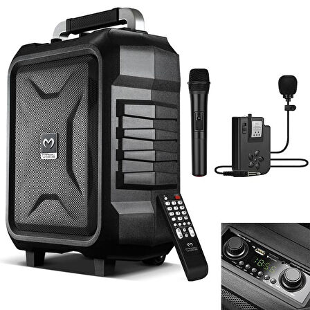VHF EL+YAKA MİKROFONLU USB*SD*BT/TAŞINABİLİR SEYYAR ANFİ 300W 