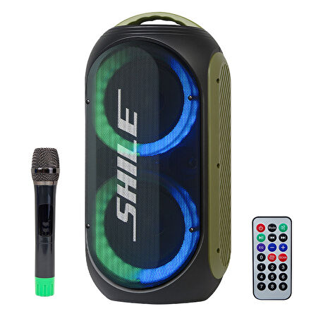 SL-2019A EL MİKROFONLU-2 MİK GİRİŞ -2 GİTAR GİRİŞLİ KUMANDALI USB/SD/BT/FM IŞIKLI TAŞINABİLİR ŞARJLI SEYYAR ANFİ 