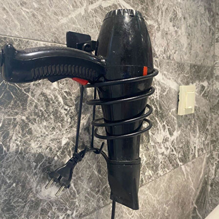 Kendiliğinden Yapışkanlı Siyah Paslanmaz Metal Fön Makinesi Askısı Saç Kurutma Makinesi Tutacağı 
