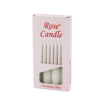 4PCS - KALIN   ÇAP=2CM - UZUNLUK=15CM     BEYAZ KLASİK  MARKET MUM 